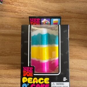 NeeDoh Peace O' Cake Neon Pink, Yellow & Teal Party Stress Toy